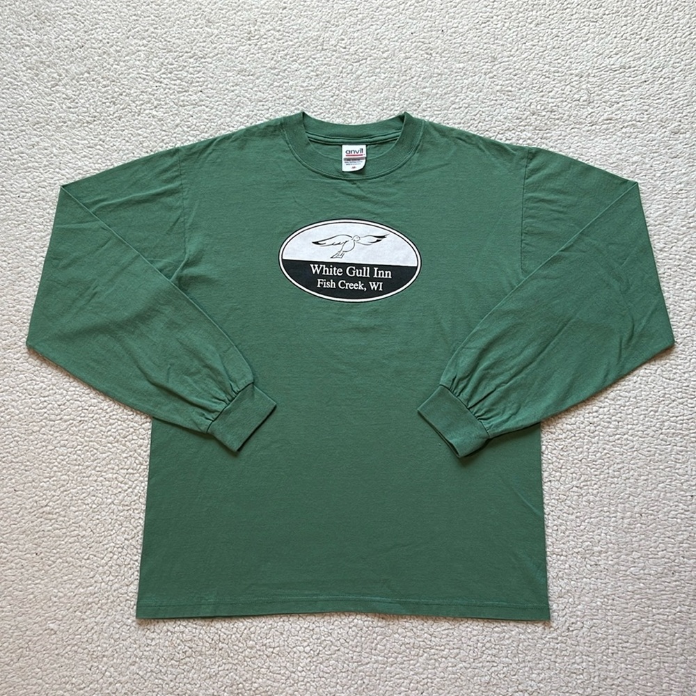 Vintage 90s Anvil White Gull Inn Earth Tone Long Sleeve Shirt